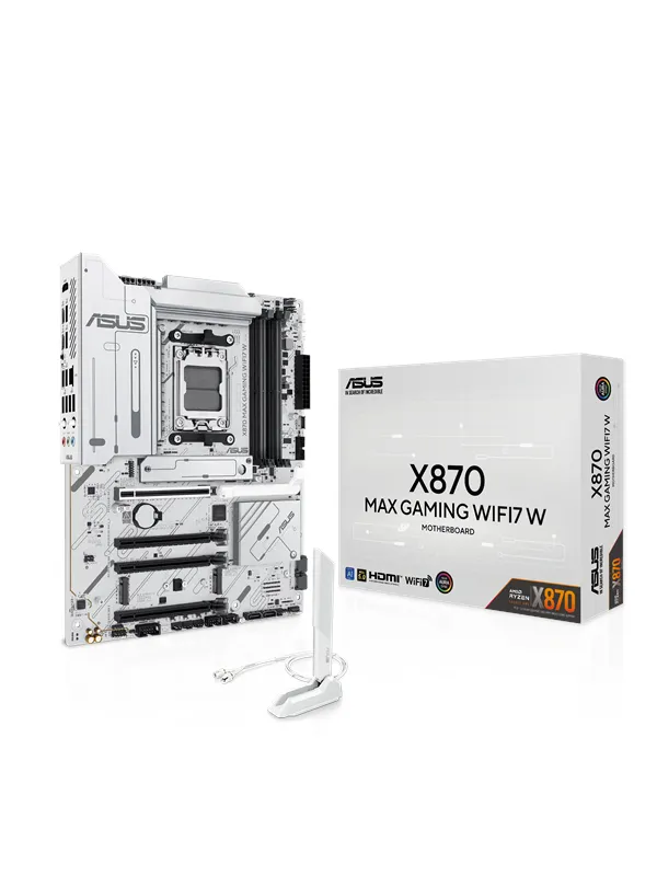 ASUS X870 MAX GAMING WIFI7 WHITE Hovedkort - AMD X870 - AMD AM5 socket - DDR5 RAM - ATX