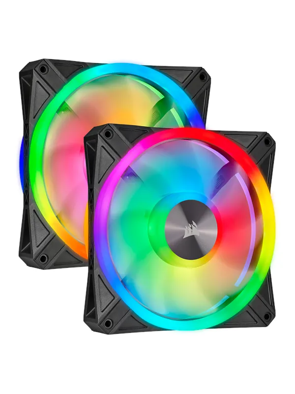 Corsair iCUE QL140 RGB - Black - 2-pack - Kabinettvifte - 140mm - Svart med RGB LED-lys - 26 dBA