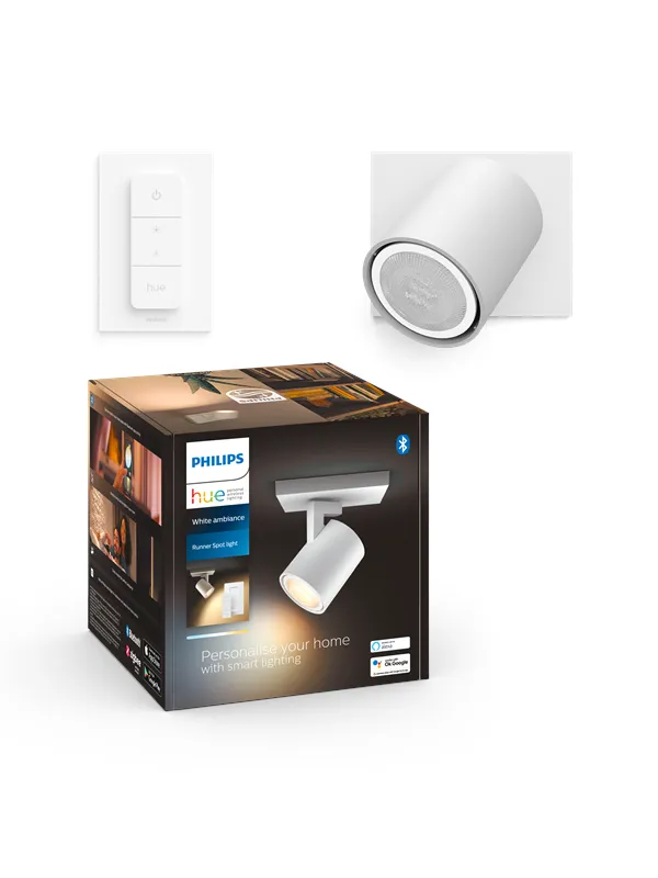 Philips Hue Runner Single Spotlight - Hvit - Med Dimmebryter