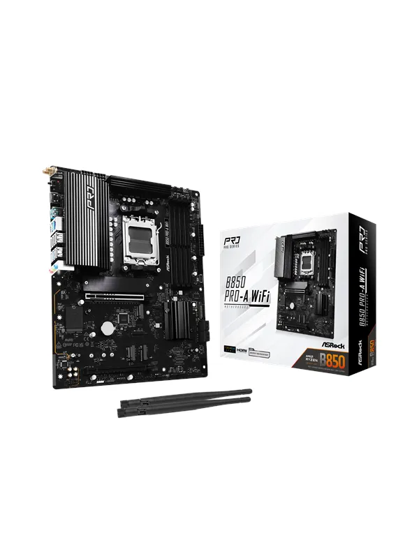 ASRock B850 Pro-A WiFi Hovedkort - AMD B850 - AMD AM5 socket - DDR5 RAM - ATX