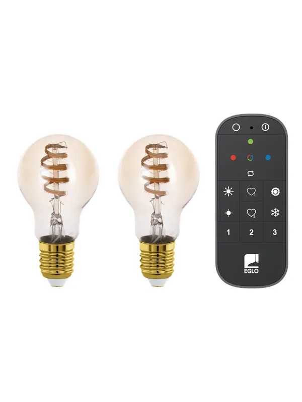 EGLO E27 LED-Z A60 SPIRAL TW 4.9W 360LM GUL 2 STK M/FJERNKONTROLL B.-Z