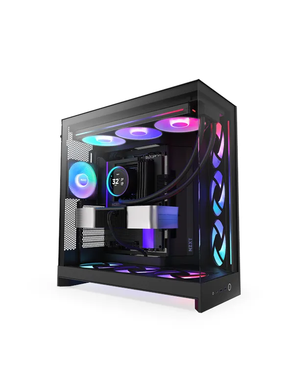 NZXT H9 Flow RGB+ (2025) - All Black - Controller incl - Kabinett - Miditower - Svart