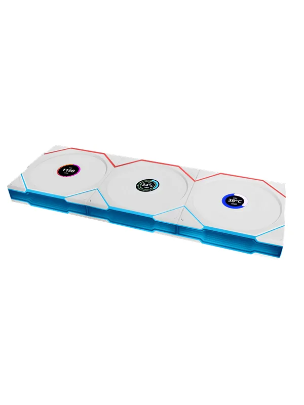 Lian Li UNI FAN TL Wireless LCD 3 pack - Kabinettvifte - 120mm - Hvit med RGB-lys - 33 dBA