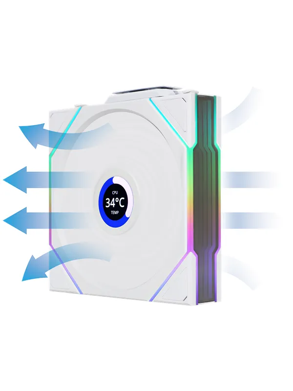 Lian Li UNI FAN TL Wireless LCD Reverse 3 pack - Kabinettvifte - 120mm - Hvit - 33 dBA
