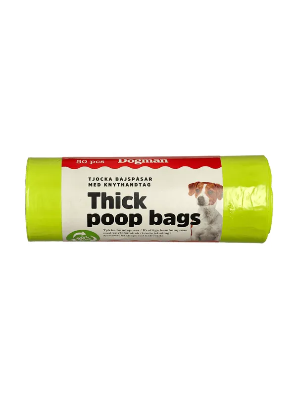 Dogman Tykke Hundeposer med Knytehåndtak Lime (50-pakning)