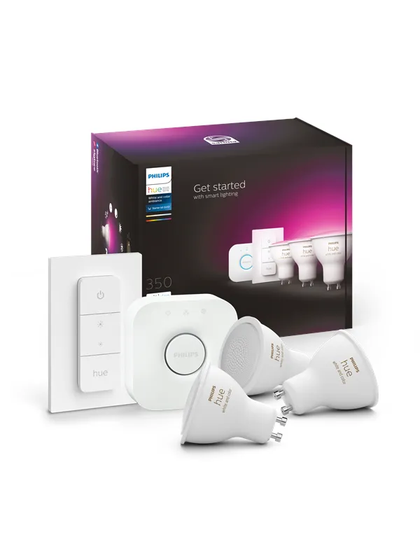 Philips Hue Color GU10 Spotlight - Startsett med 3 pærer