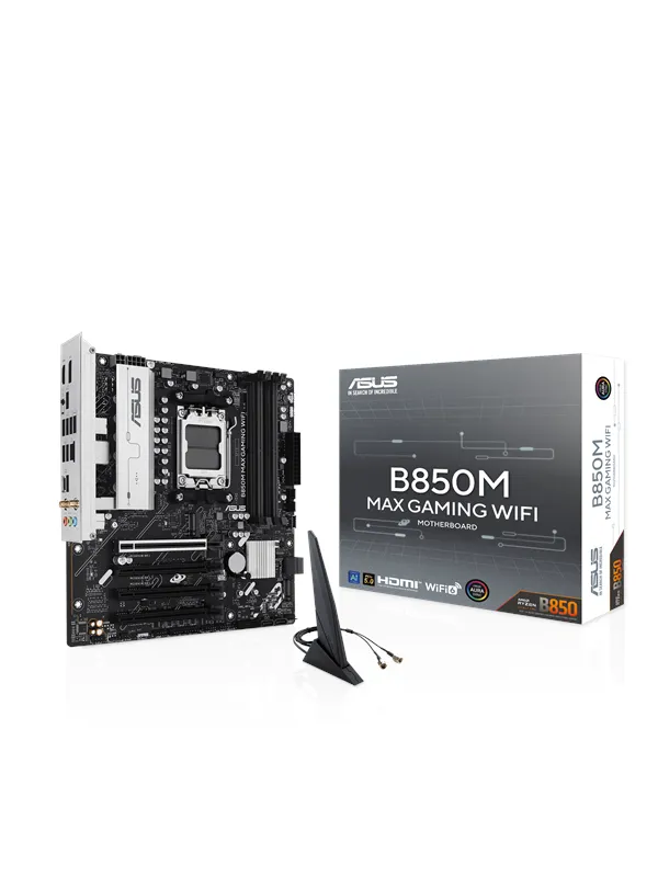 ASUS B850M MAX GAMING WIFI Hovedkort - AMD B850 - AMD AM5 socket - DDR5 RAM - Micro-ATX