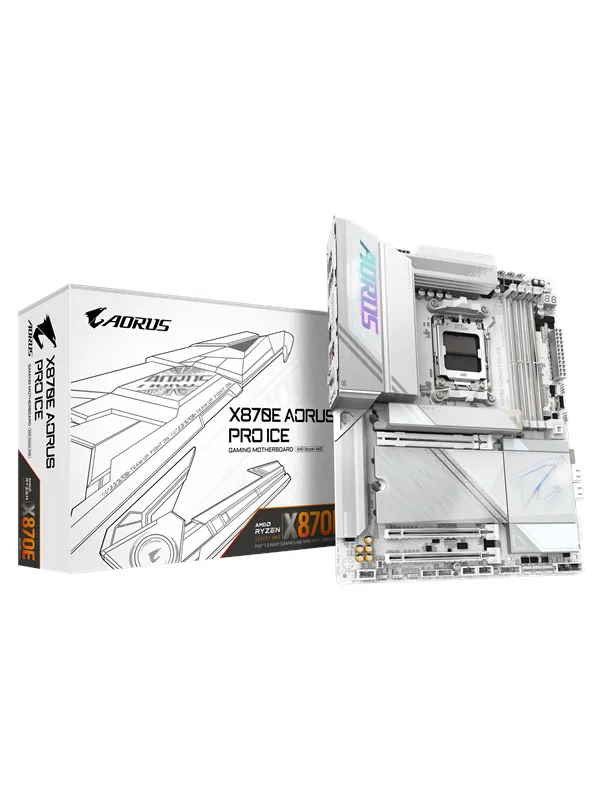 GIGABYTE X870E AORUS PRO ICE Hovedkort - AMD X870E - AMD AM5 socket - DDR5 RAM - ATX