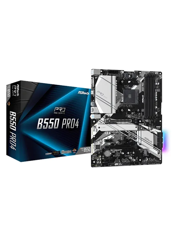 ASRock B550 PRO4 Hovedkort - AMD B550 - AMD AM4 socket - DDR4 RAM - ATX