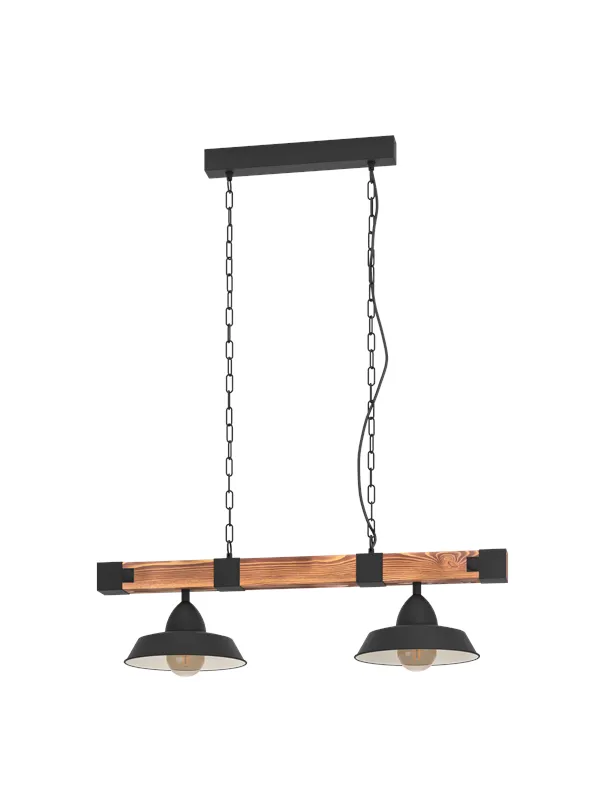 EGLO OLDBURY long table pendant 2L black/rustic brown