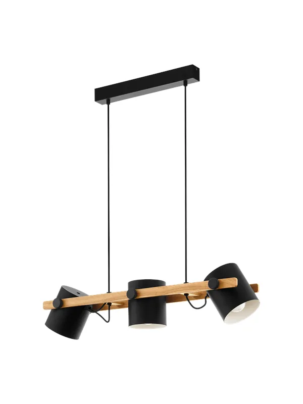 EGLO HORNWOOD long table pendant 3L black/brown