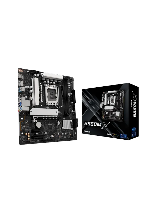 ASRock B860M-X Hovedkort - Intel B860 - Intel LGA1851 socket - DDR5 RAM - Micro-ATX