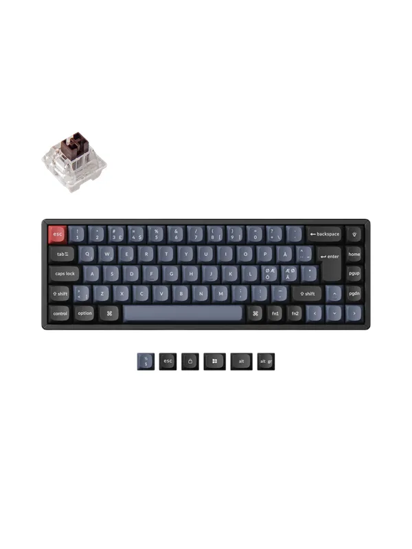 Keychron K6 Pro QMK/VIA Wireless RGB Hot Swap K Pro Brown - Gamingtastatur - Uten numpad - Nordisk - Svart