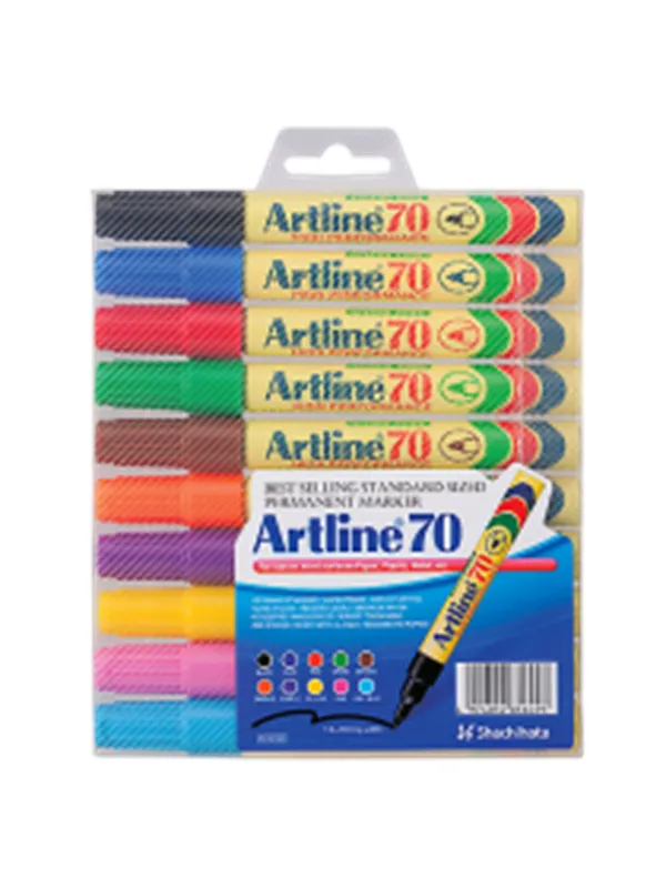 Artline EK70/10W Permanent Assorted farver - 10 pcs