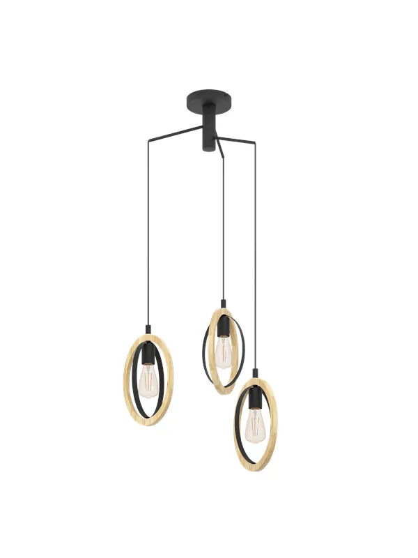 EGLO BASILDON cluster pendant black/wood