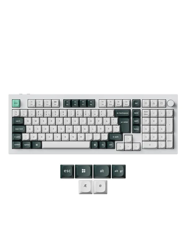 Keychron Q5 HE 96% Knob Wireless Tri-Mode QMK - Gateron 2.0 Magnetic Switch - Shell White - Gamingtastatur - Nordisk - Hvit