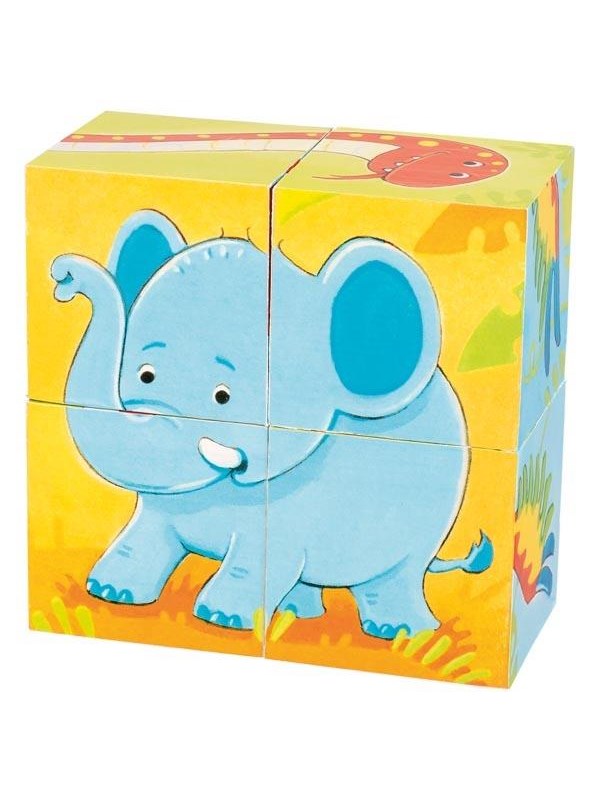 Goki Wooden Block Puzzle Wild Animals 4 pcs. Tre