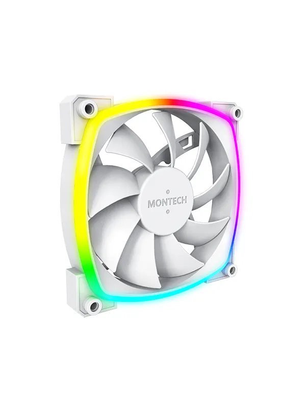 Montech AX120 PWM WH - Kabinettvifte - 120mm - Hvit med RGB-lys - 27 dBA
