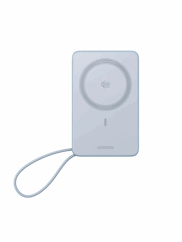 UGREEN MagFlow Qi2.2 25 W Magnetic Wireless Powerbank with Built-in Cable Nødlader - Sølv - 10000 mAh