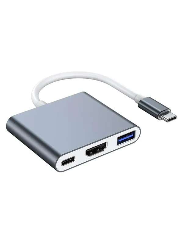 Lippa 3-in-1 87W USB-C PD 4K HDMI Hub USB-hub - USB 2.0 - 3 porter - Grå