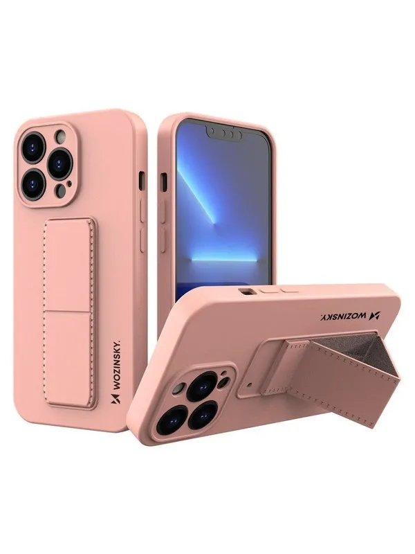 Wozinsky Kickstand Case Silicone Case with Stand iPhone 13 mini pink