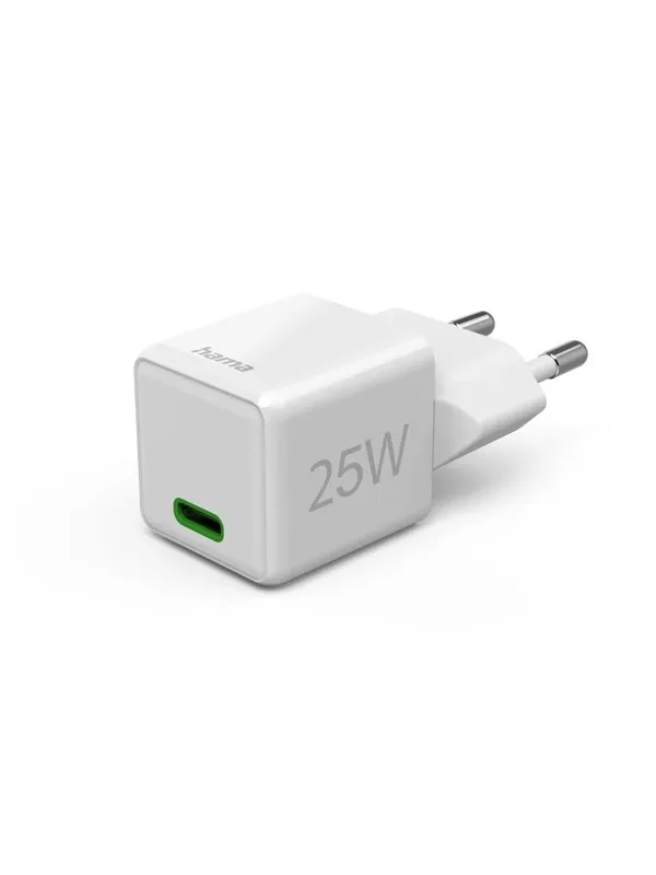 Hama Fast Charger USB-C Super-Mini Charger PD 25W White
