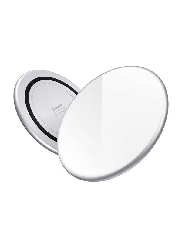 CRONG PowerSpot Fast Wireless Charger - Aluminum 15W USB-C Qi Wireless Charger with Tempered Glass Coating (Silver White)