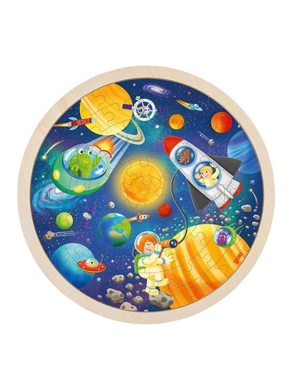 Goki Wooden Jigsaw Puzzle Around Space Travel 57pcs. Tre