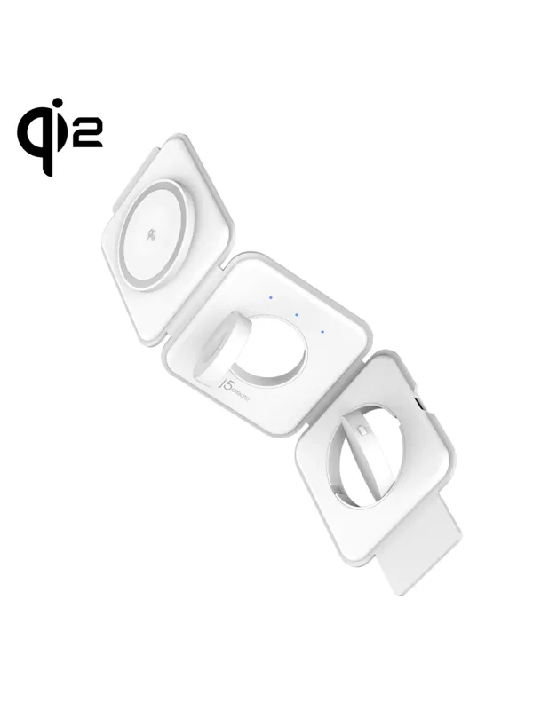 j5create Qi2 3-in-1 Magnetic Travel Wireless Charging Station