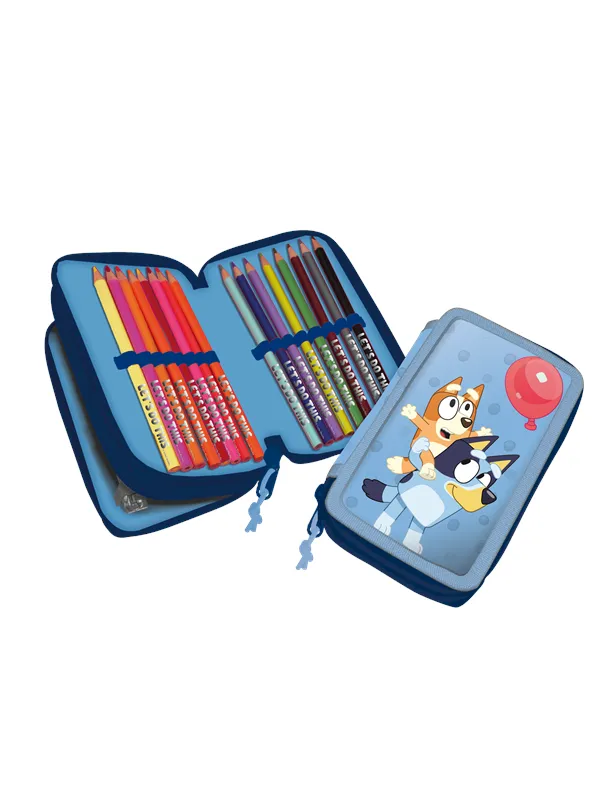Euromic Bluey 2-compartment filled pencil case A6 noteboo