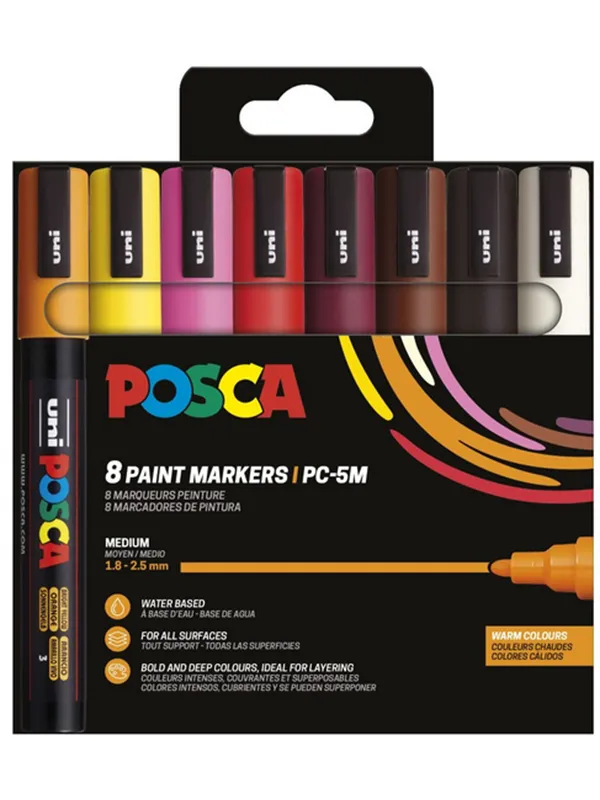 POSCA marker sæt PC-5M 8 ass. Warm colors
