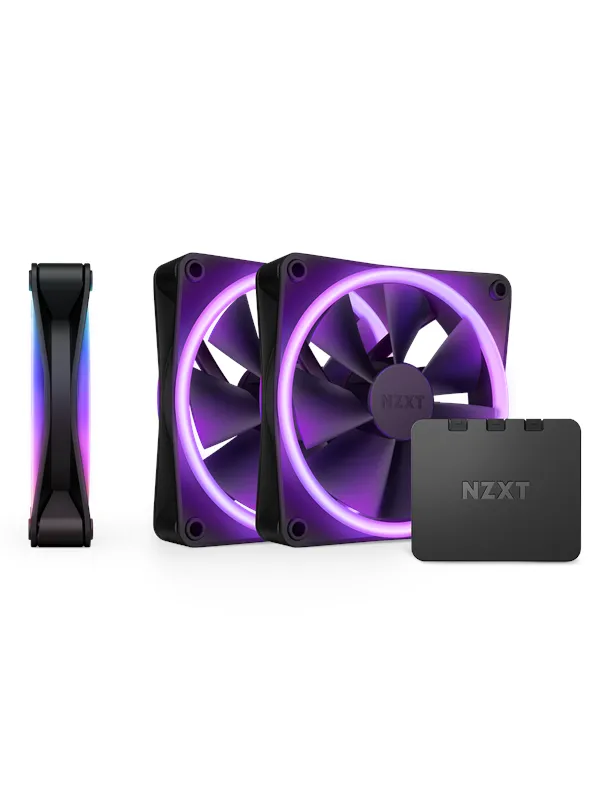 NZXT F120 RGB DUO 3-pack & RGB Controller - Black - Kabinettvifte - 120mm - Svart med RGB LED-lys - 29 dBA