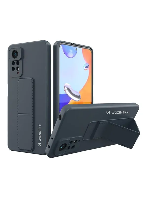 Wozinsky Kickstand Case Silicone Case with Stand Case for Xiaomi Redmi Note 11 Pro Navy Blue