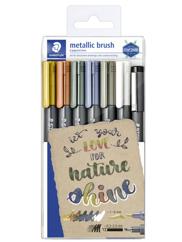 Staedtler Metallic&white brush 6pcs & 1 pigm.