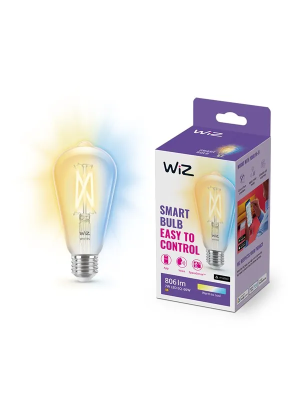 WiZ Tunable ST64 E27 Smart Filament Bulb - Dimbar varm til kald hvit LED