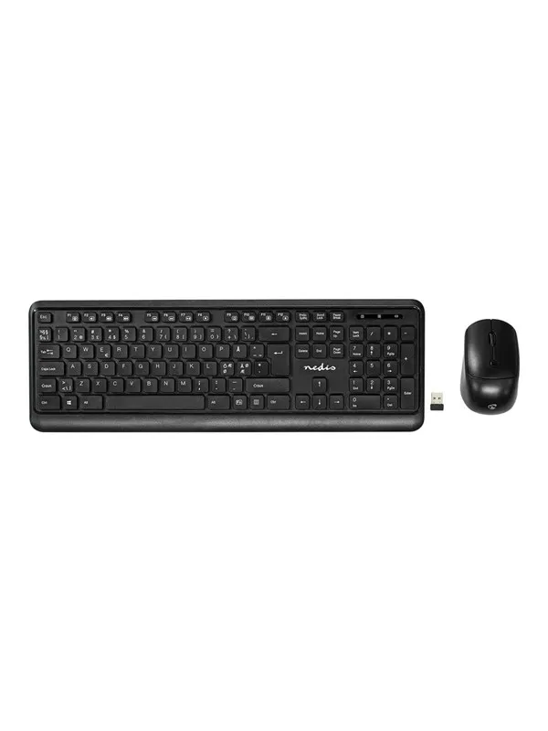 Nedis - keyboard and mouse set - QWERTY - Nordic - black - Tastatur & Mussett - Nordisk - Svart