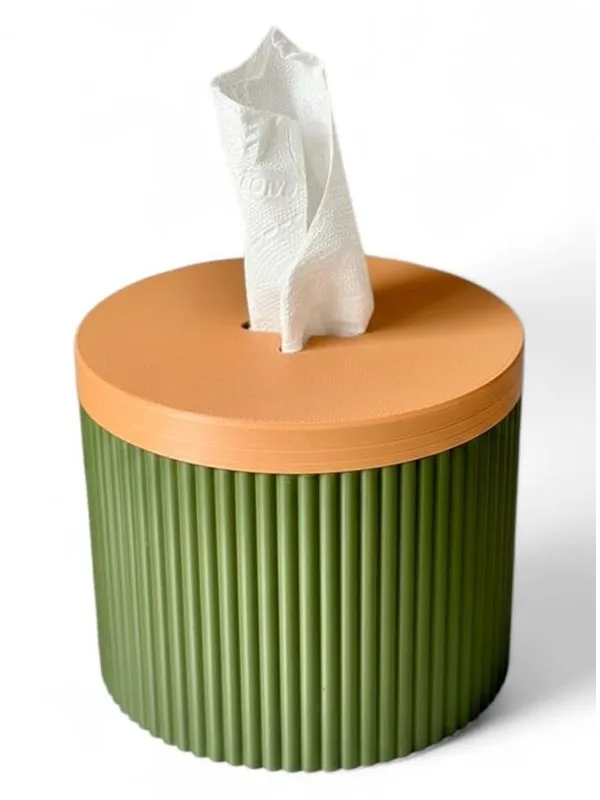 Simiu Paper Dispenser - Round - Olive Green/Beige - 13.5cm