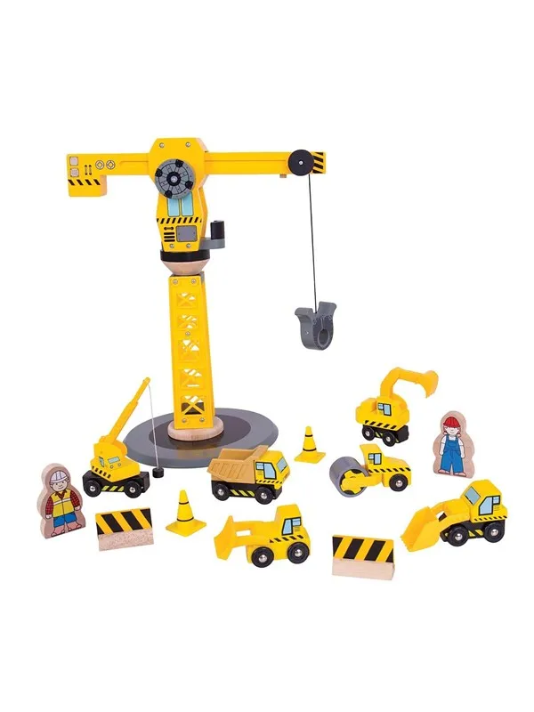 Bigjigs Wooden Crane & Construction Vehicles