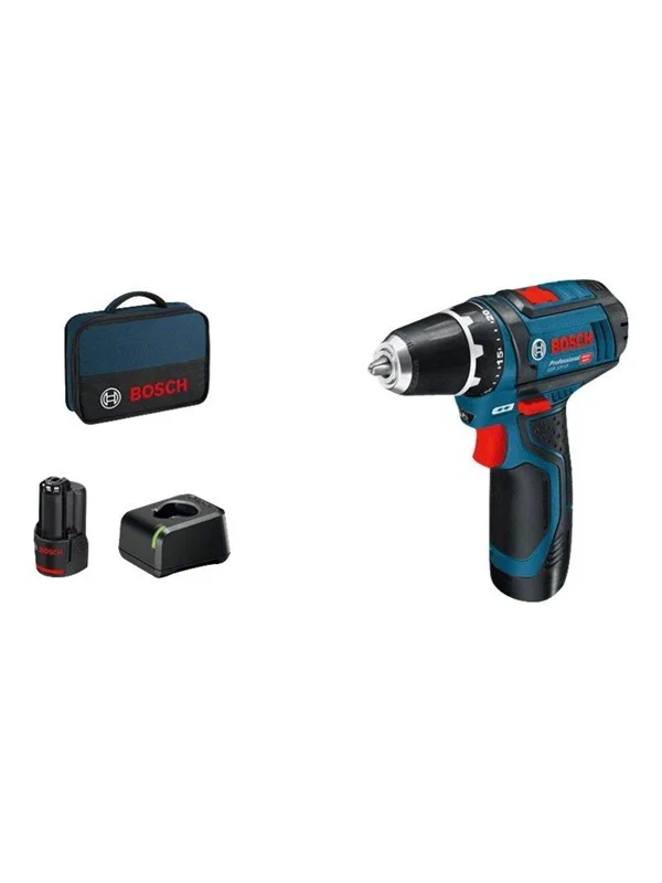 Bosch Professional GSR 12 V - 15 W/ 2 x 2 Ah charger