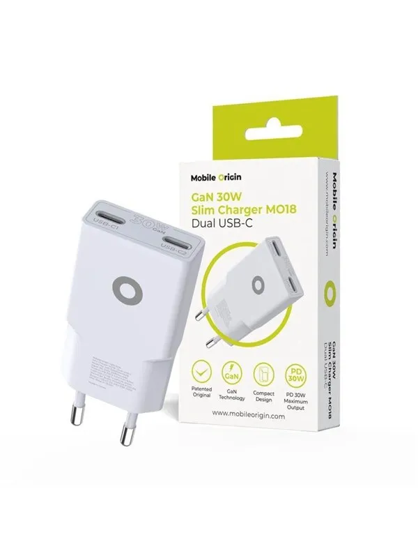 Mobile Origin GaN 30W Slim Charger TÜV - MO18 - Dual USB-C