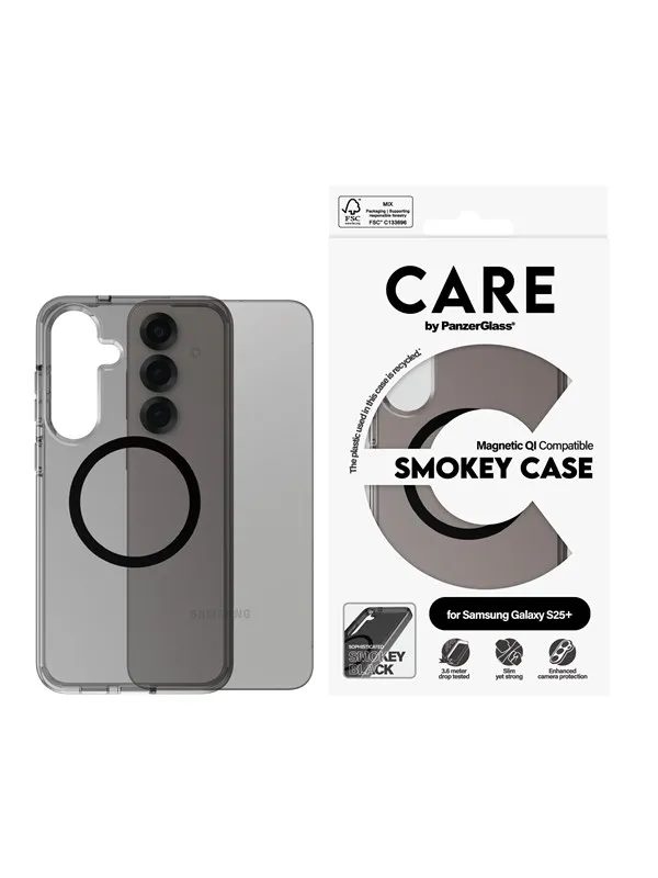 CARE by PanzerGlass Flagship Case Urban Combat Smokey w. Black QI Compatible Samsung Galaxy S25+