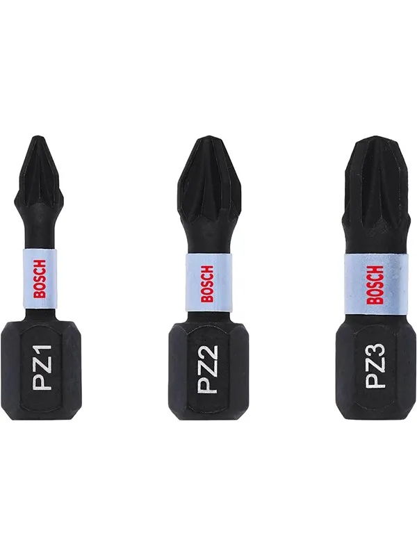 Bosch Impact Control Screwdriver Bits Set PZ1-PZ2-PZ3 25 mm