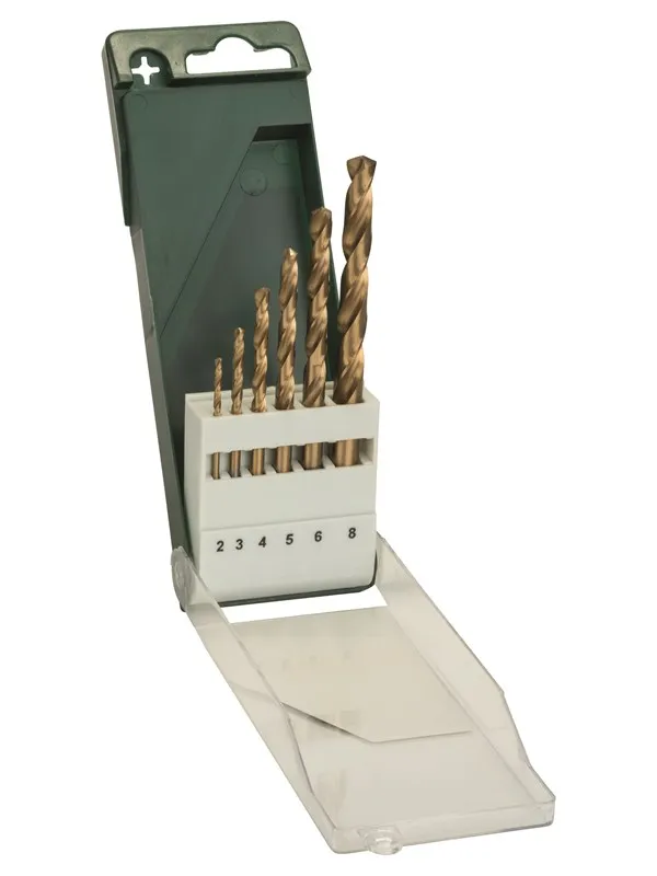 Bosch 6-delers metallbor-sett HSS-TiN, DIN 338 2,0; 3,0; 4,0; 5,0; 6,0; 8,0 mm