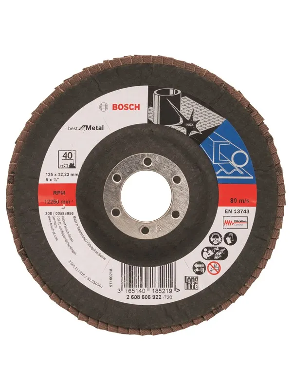 Bosch Lamellslipeskive X571, Expert for metall D= 125 mm; G= 40, skrå