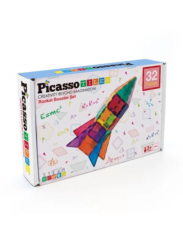 PicassoTiles Rakettbooster Magnetiske Fliser sett 32 deler