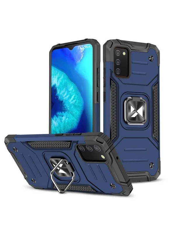 Wozinsky Ring Armor Armored Hybrid Case Cover + Magnetic Holder Samsung Galaxy A03s Blue