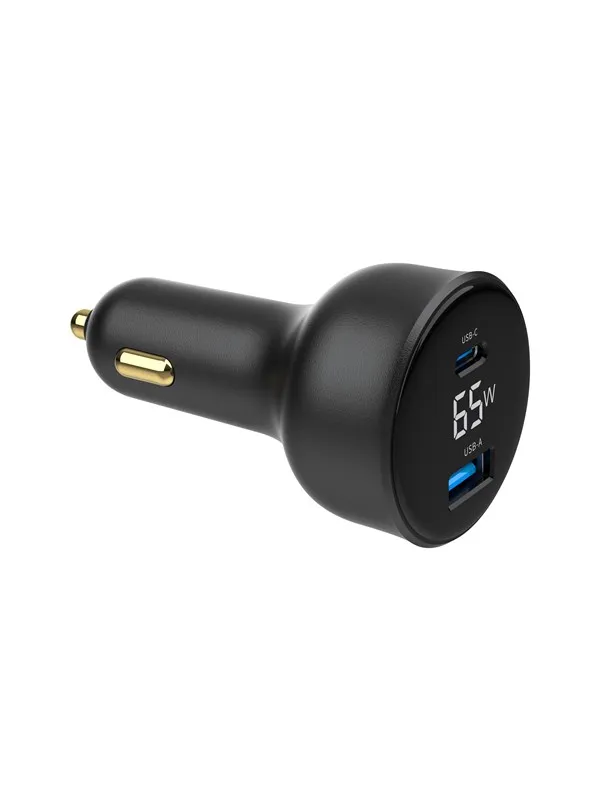 Gembird Car Power Adapter with LCD display - USB Type-C PD - 65W