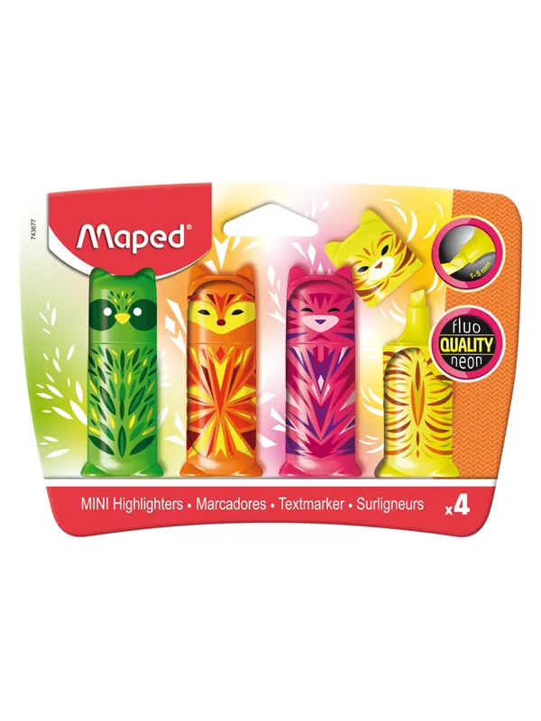 Maped Fluo'Peps Mini Friends Highlighters x4
