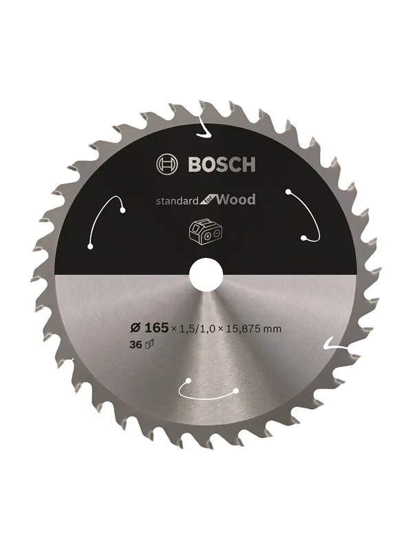 Bosch Standard for Wood-sirkelsagblad for batteridrevne sager 165x1,5/1x15,875 T36