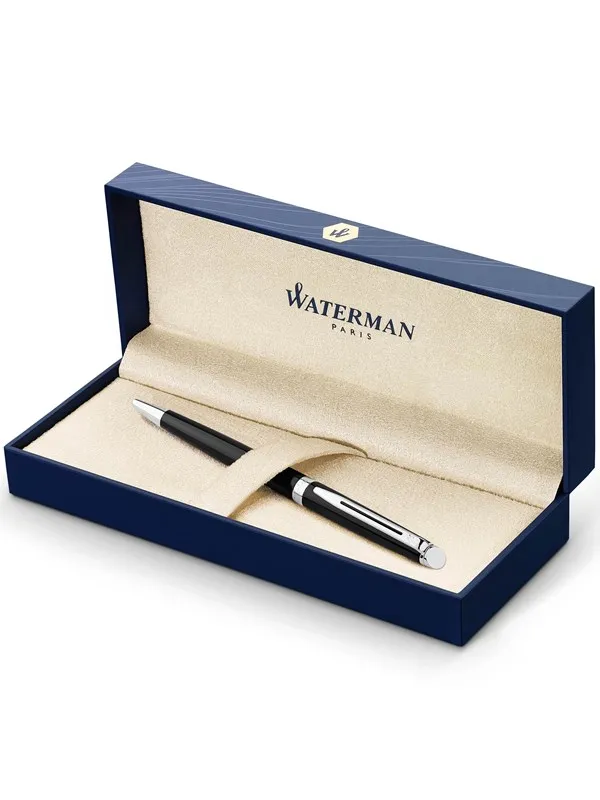 Waterman Hémisphère Ballpoint Pen | Gloss Black with Chrome Trim | Medium Point | Blue Ink | Gift Box